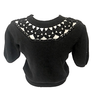 ALIBI - Fancy Short Sleeve Black Knit Sweater
